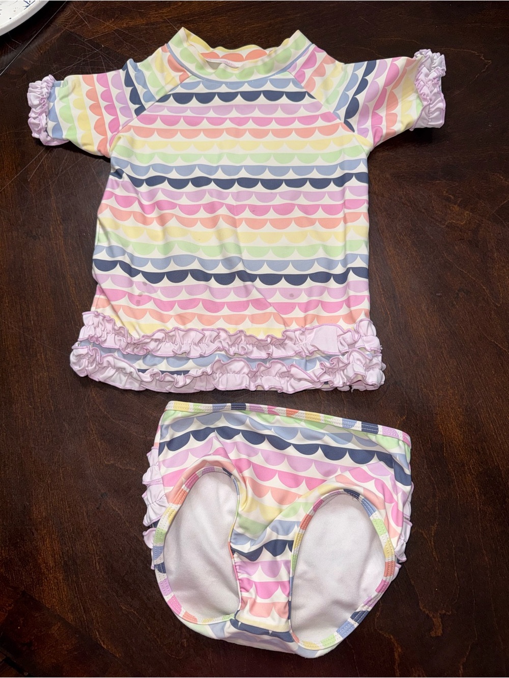 Ruffle Butts Pastel Rainbow Ruffle Swim Set - Pink, Yellow, Blue, Green, Purple